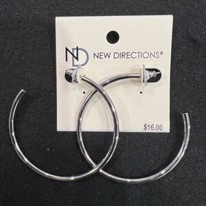 New Directions Shiny Silver Hoop Earrings